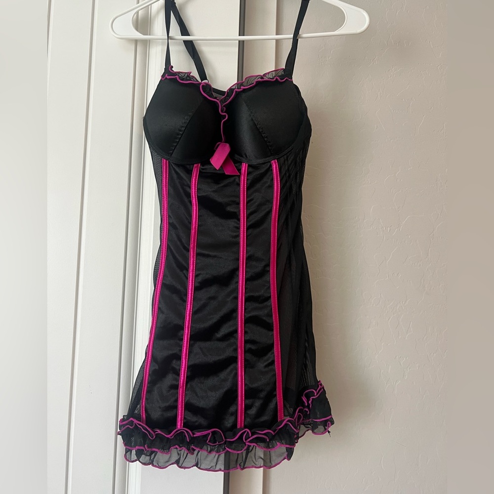 Pink and black lingerie slip style